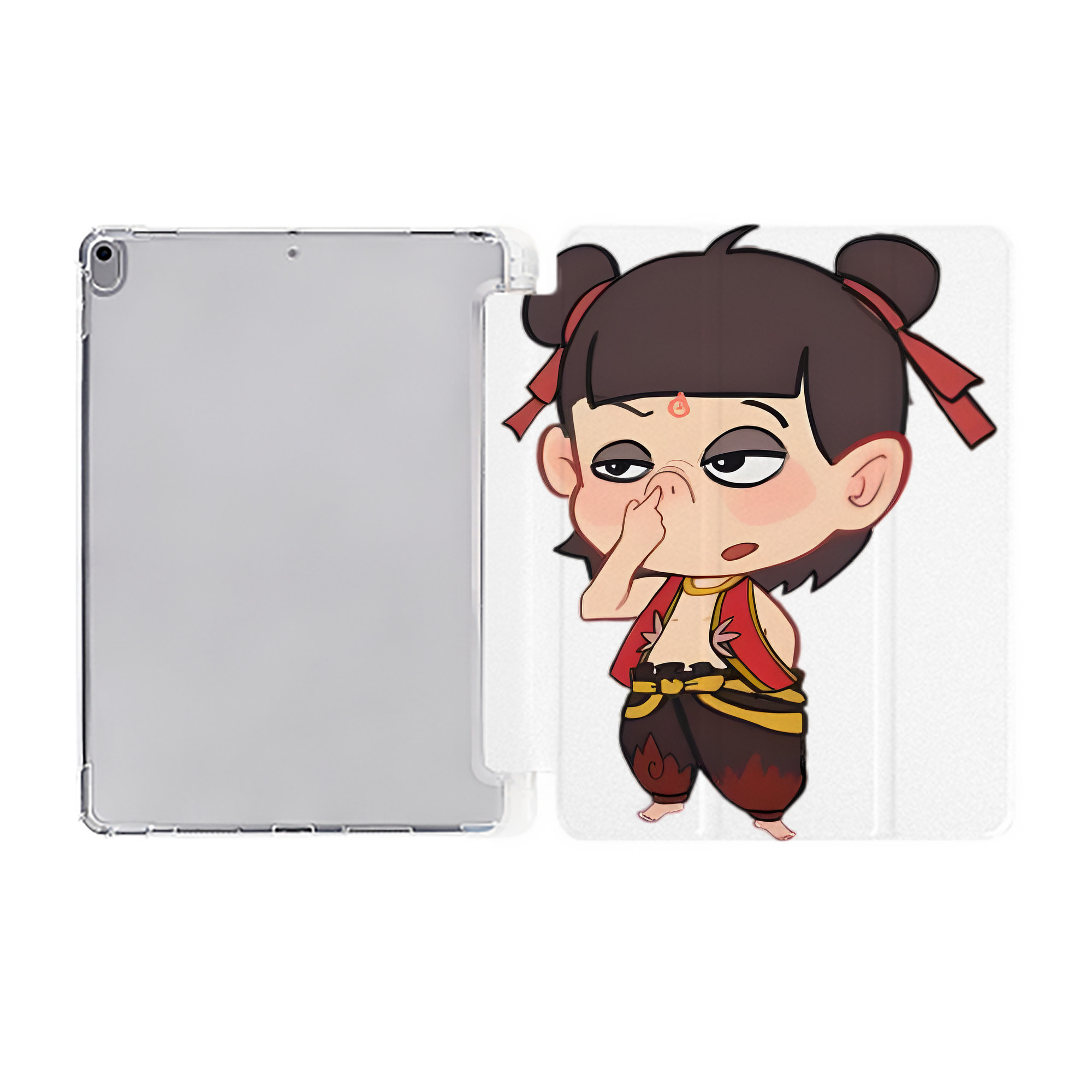 （画像用） Ne Zha 2 ナタ 魔童の大暴れ IPad ケース ペン収納付き 三つ折りスタンド PUレザー×シリコン 対応機種9.5/10.5/10.9インチ